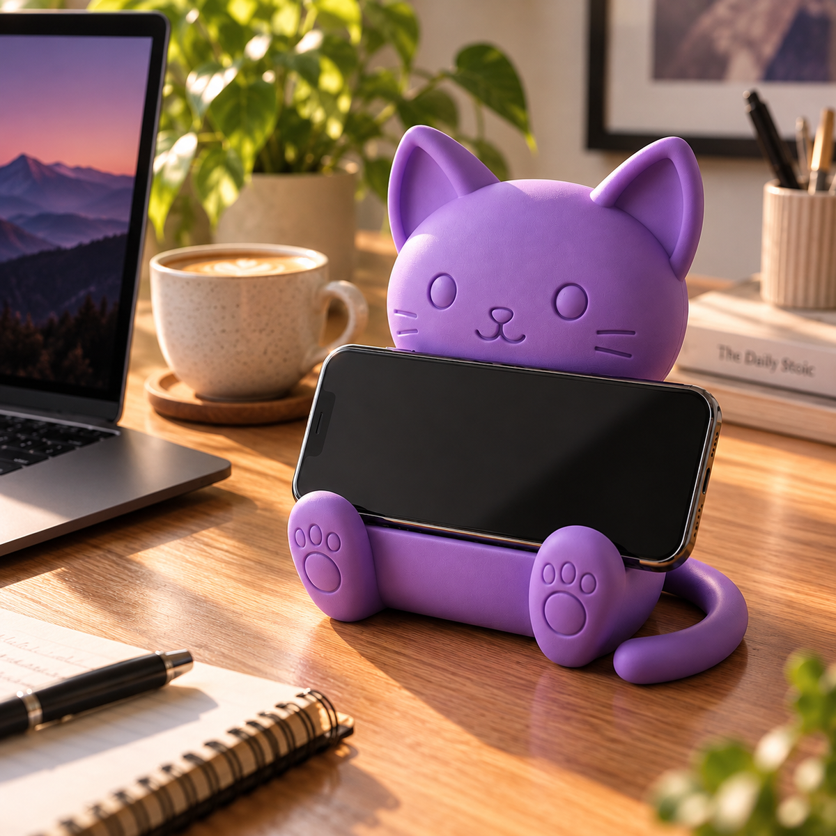 Chat Mignon | Support Téléphone Universel & Organisateur