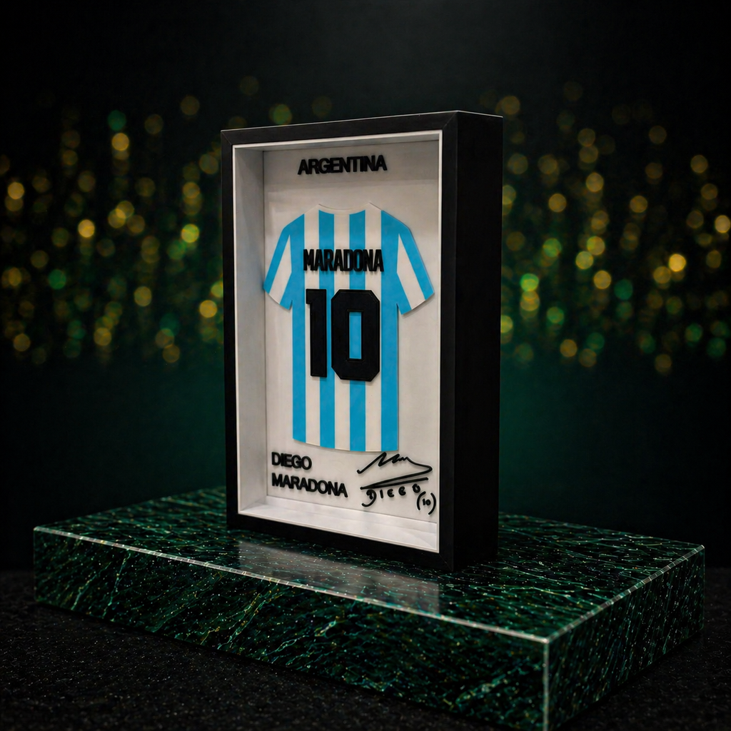 Maillot Encadrée Diego Maradona | Argentina #10 | Décoration 3D Premium