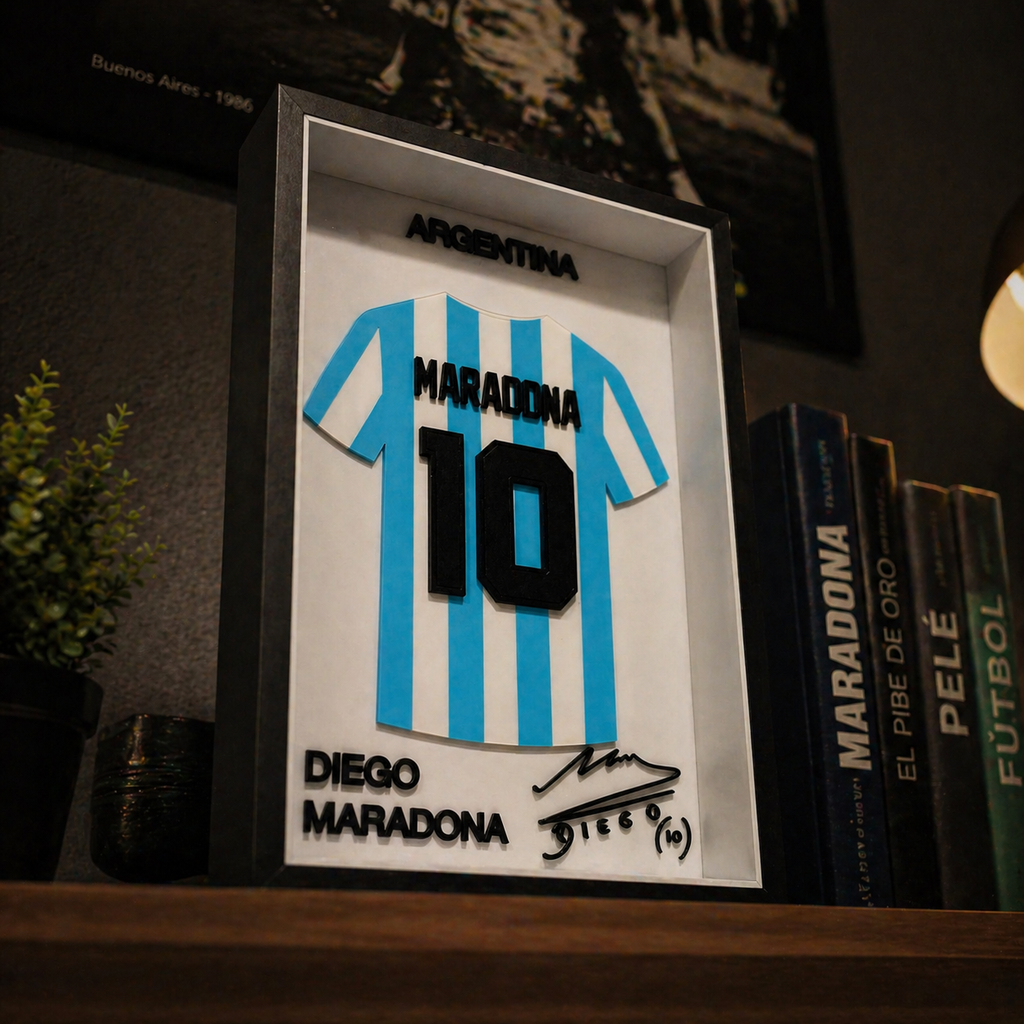 Maillot Encadrée Diego Maradona | Argentina #10 | Décoration 3D Premium