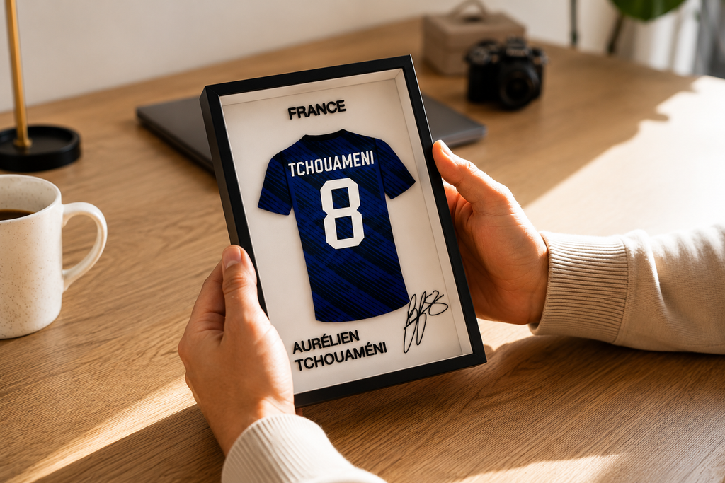 Cadre Maillot Aurélien Tchouaméni France #8 – Décoration Football de Collection