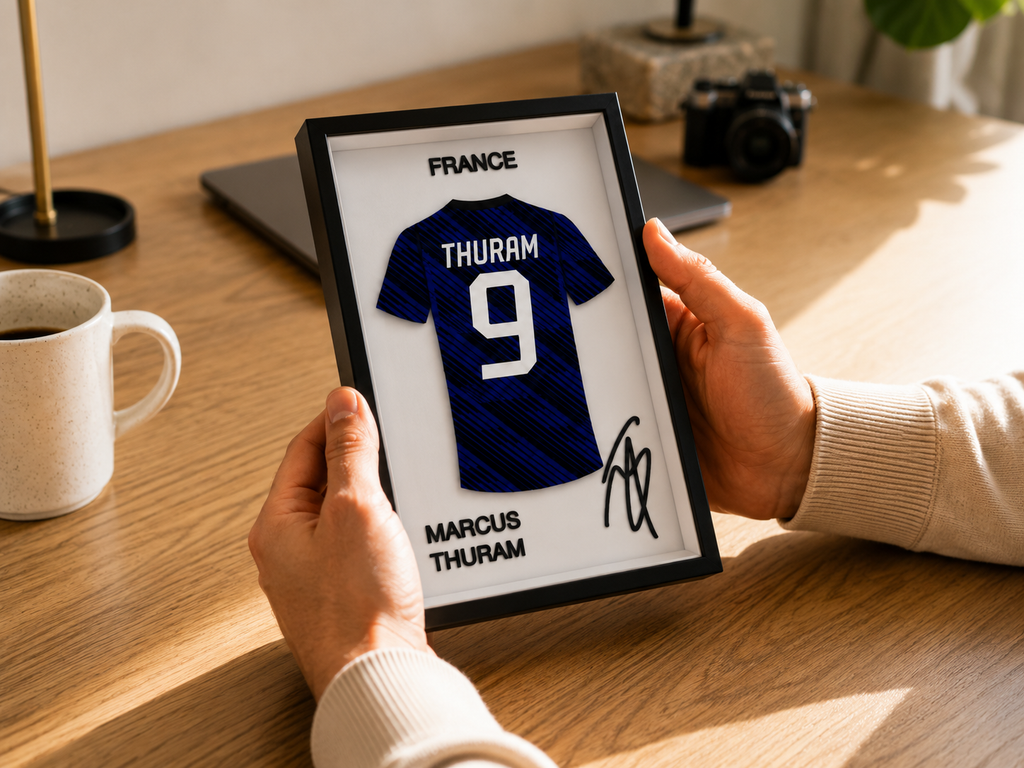 Marcus Thuram - Équipe de France #9 | Cadre Jersey 3D Premium
