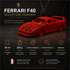 Ferrari F40 Voronoi | Pièce de Collection | Art Moderne | 20 cm