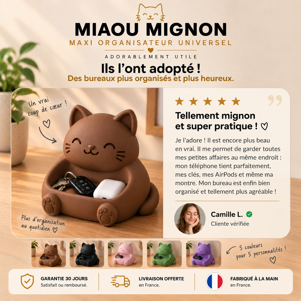 Miaou Mignon | Vide-Poches & Organisateur Universel