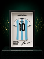Maillot encadré Messi Argentine en situation — décoration murale football impression 3D