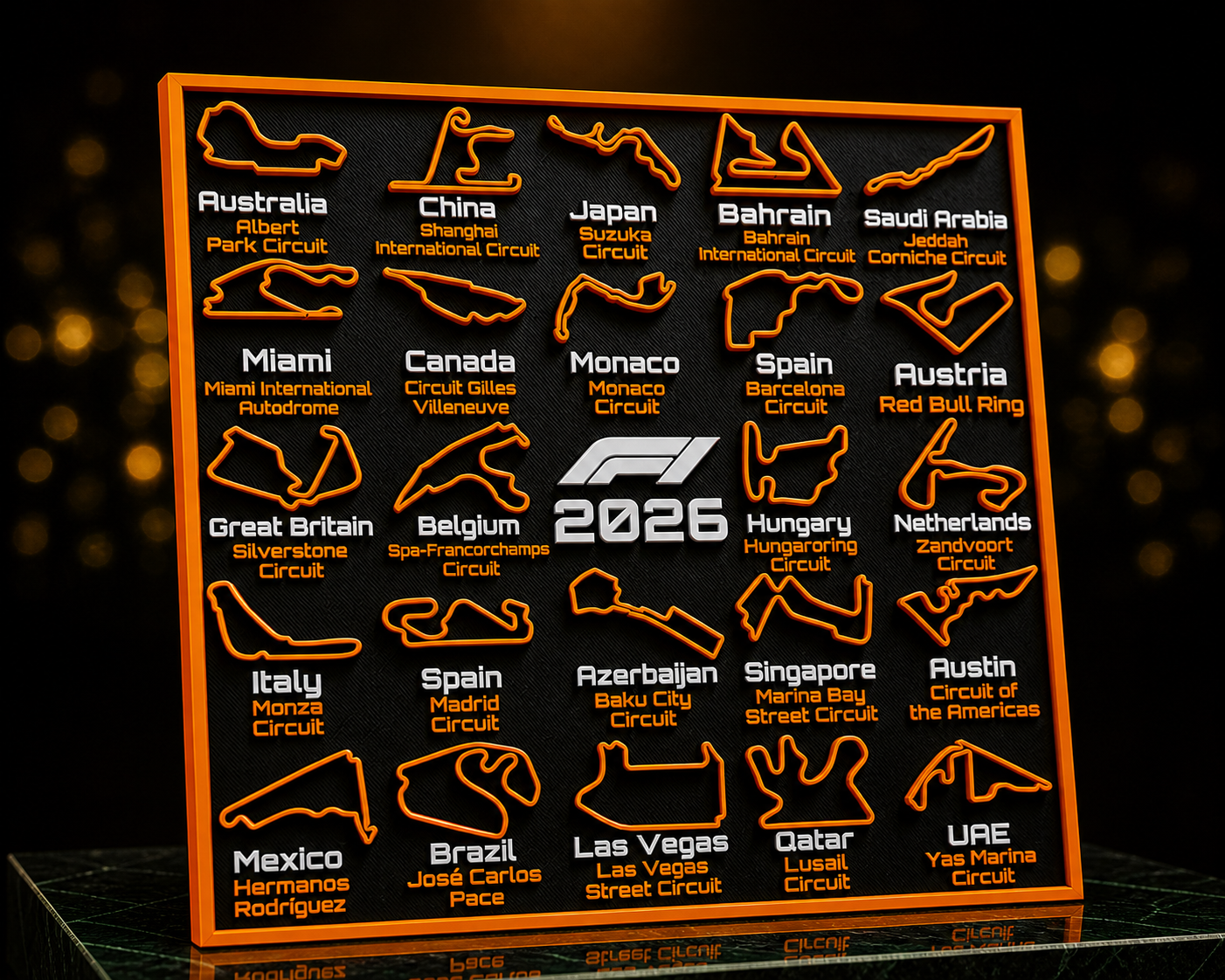 Tableau Circuits F1 2026 | Édition Orange – vue 2