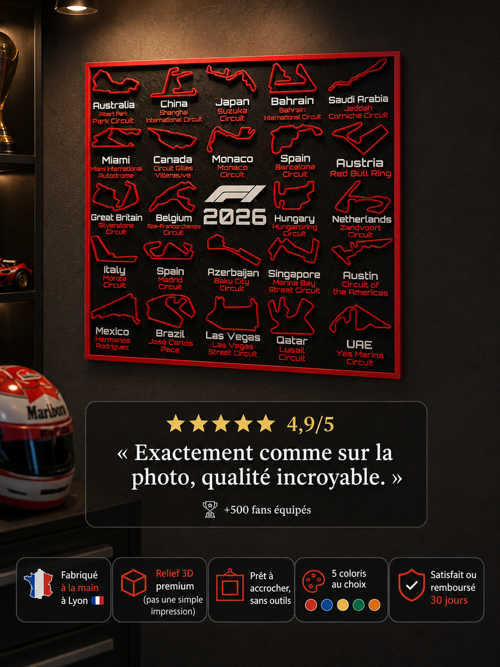 Calendrier F1 2026 | Tableau Circuits — 5 Couleurs
