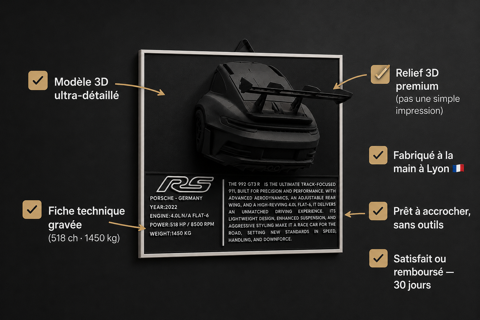 Porsche 911 GT3 RS (992) | Sculpture Murale Design