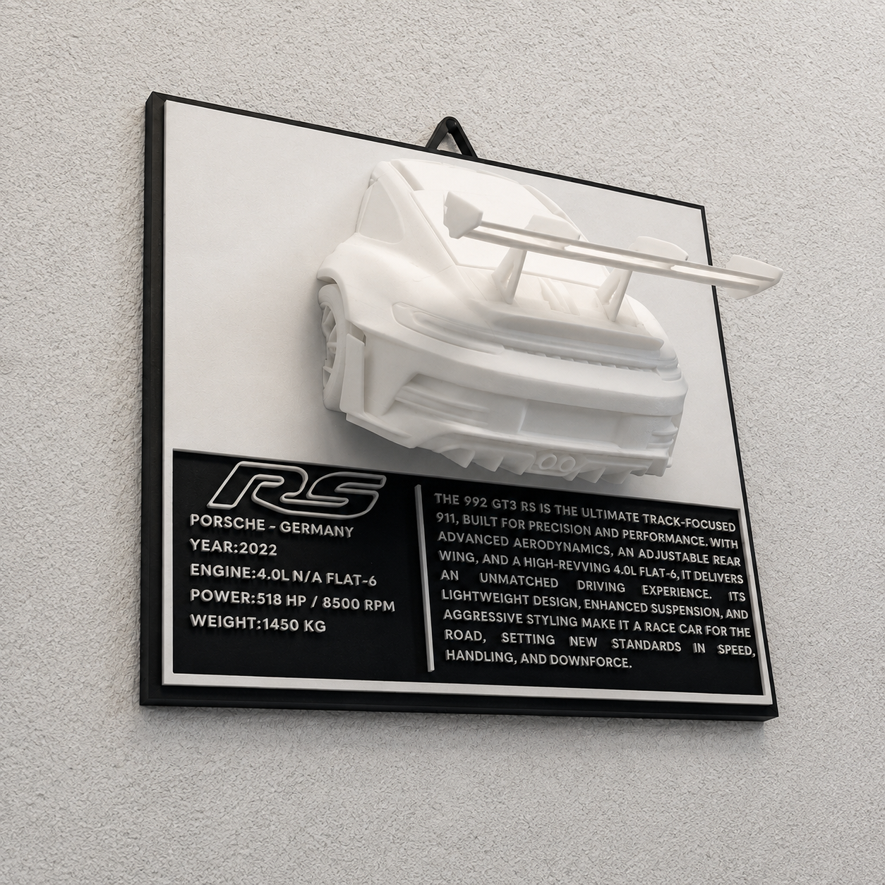 Sculpture Murale Design | Porsche 911 GT3 RS (992) | Art Moderne |