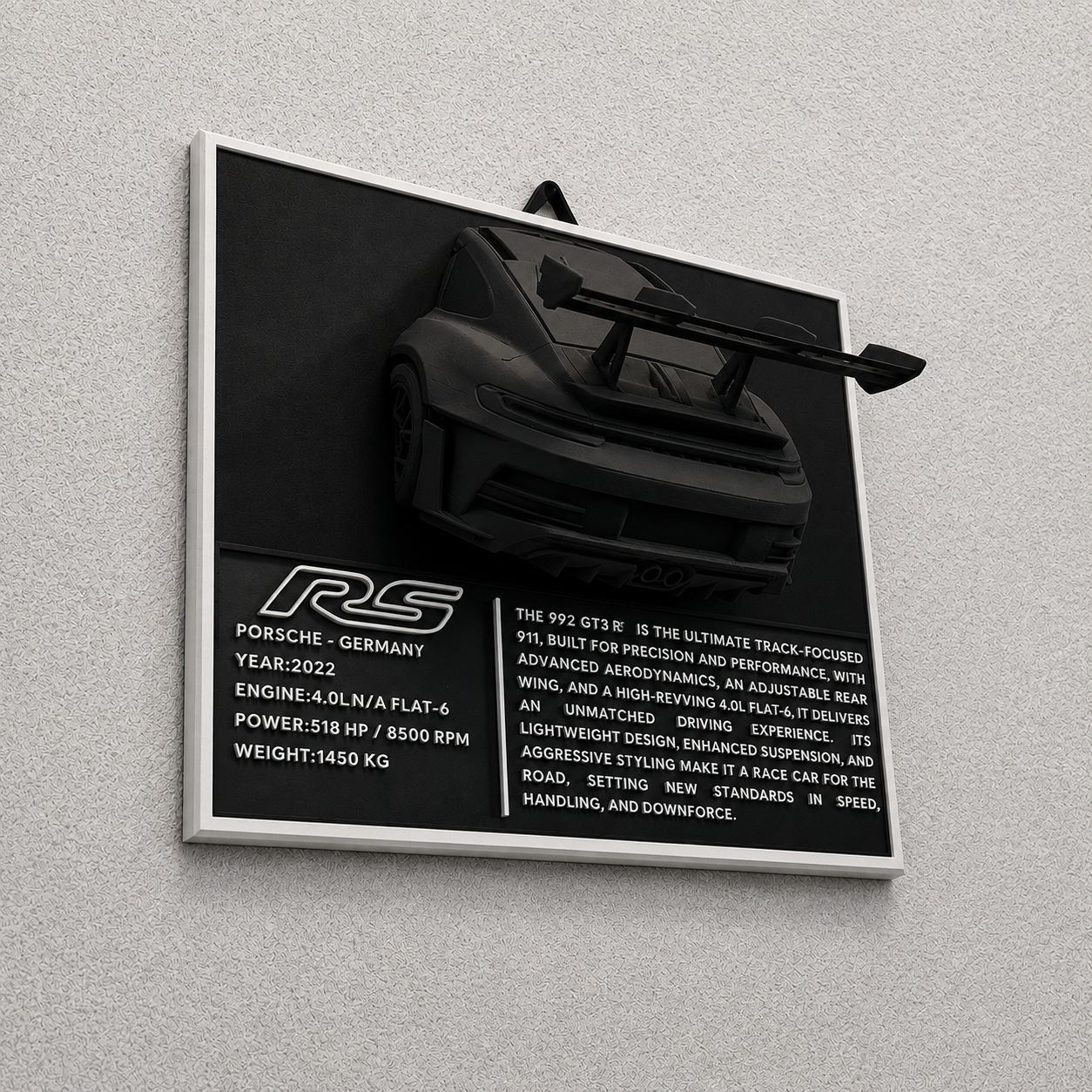 Sculpture Murale Design | Porsche 911 GT3 RS (992) | Art Moderne |