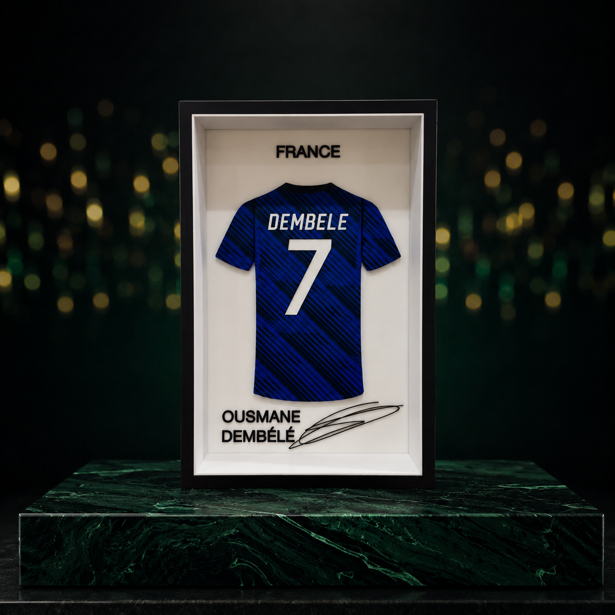 Maillot Miniature Ousmane Dembélé France #7 – Cadre Football de Collection
