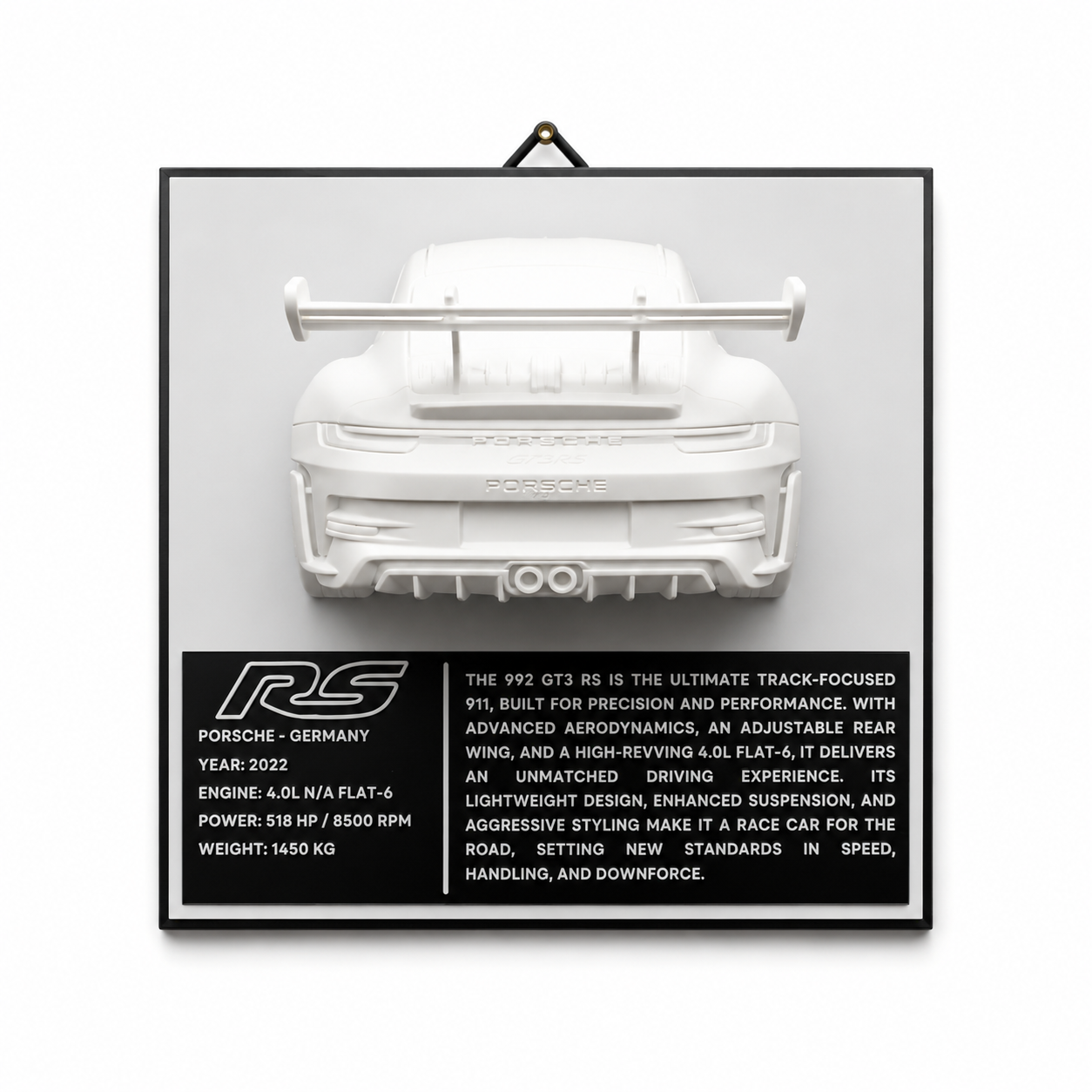 Sculpture Murale Design | Porsche 911 GT3 RS (992) | Art Moderne |