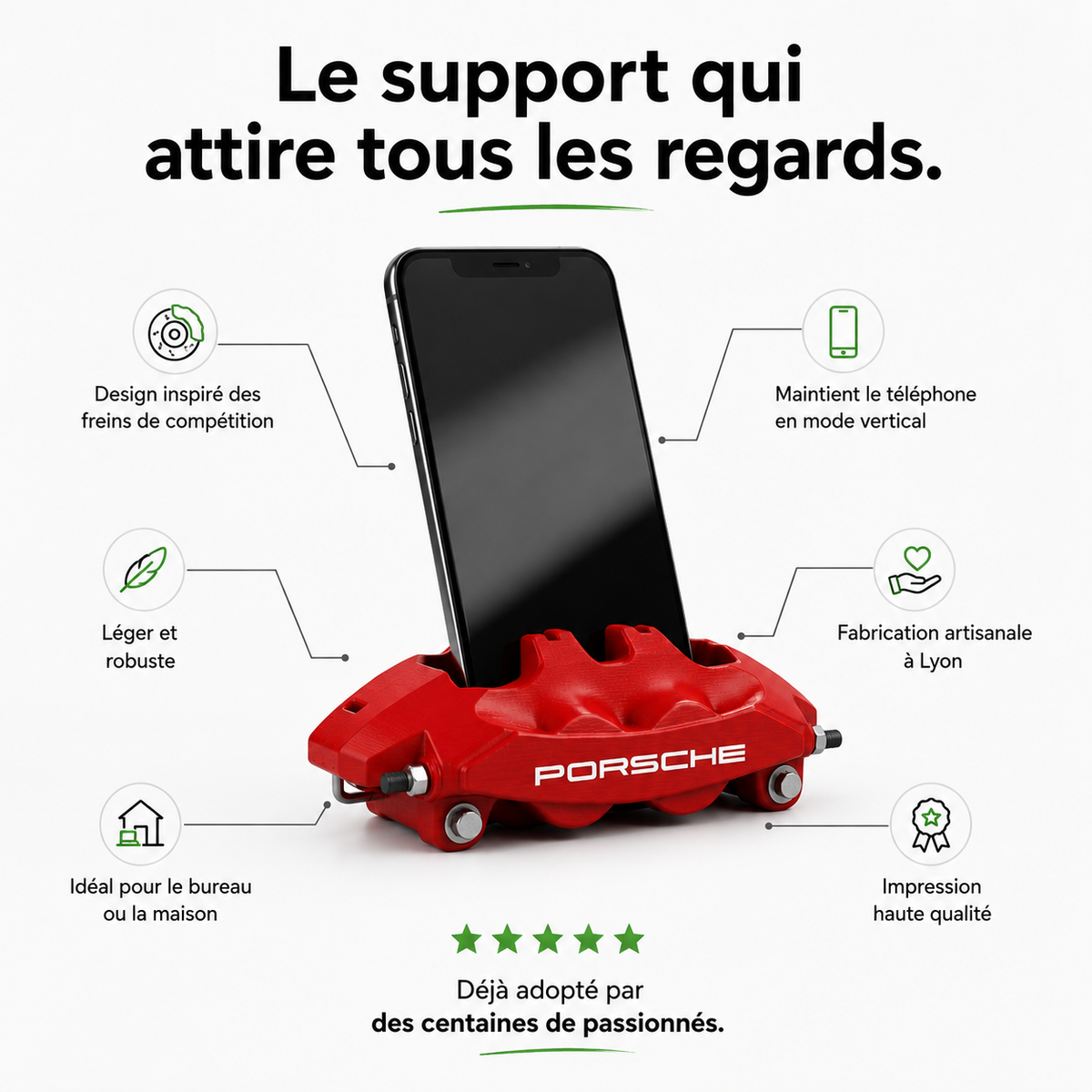 Stand Téléphone Porsche 911 | Ton Téléphone Mérite un 911 — 5 Couleurs