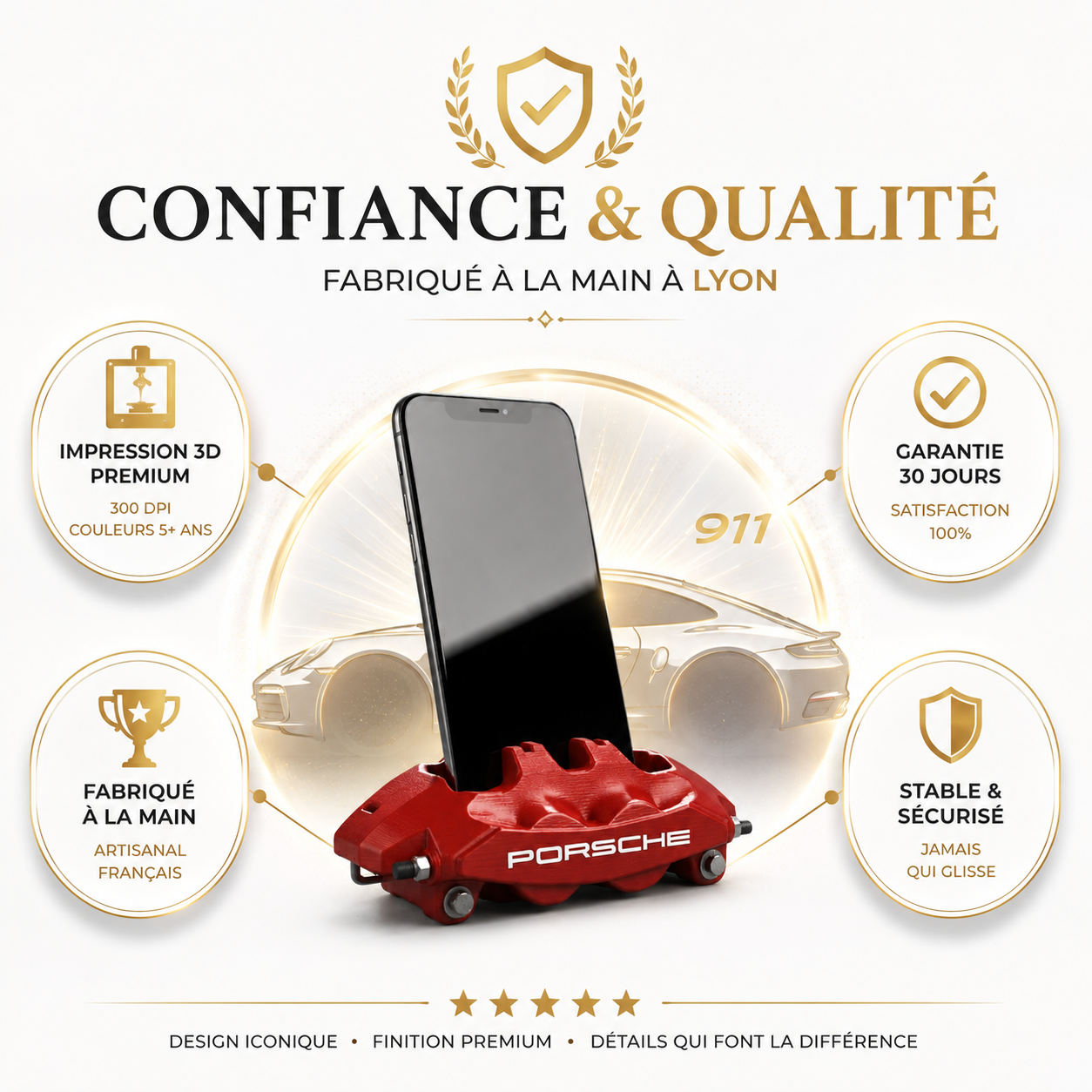 Stand Téléphone Porsche 911 | Support Smartphone — 5 Couleurs