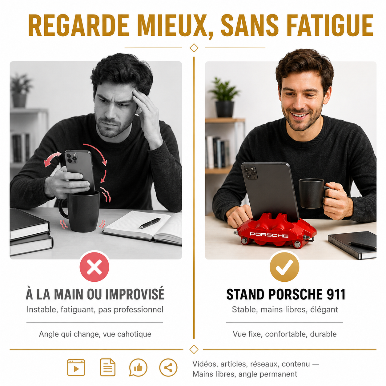 Stand Téléphone Porsche 911 | Support Smartphone — 5 Couleurs
