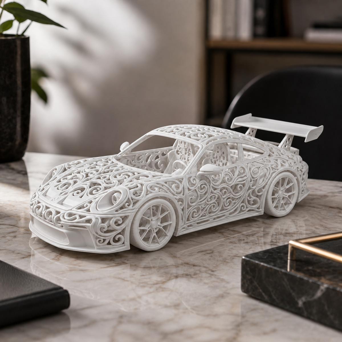 Porsche 992 GT3 Voronoi | Pièce de Collection | Art Moderne | 20 cm