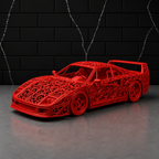 Ferrari F40 Voronoi | Pièce de Collection | Art Moderne | 20 cm