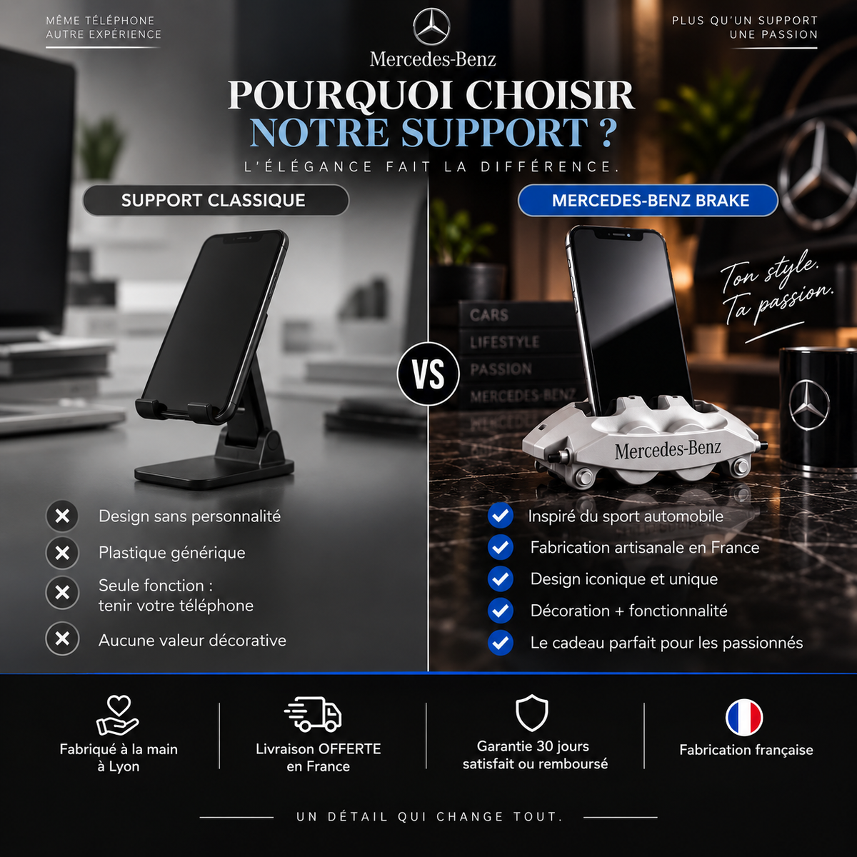 Mercedes-Benz Brake | Support Téléphone Universel & Organisateur