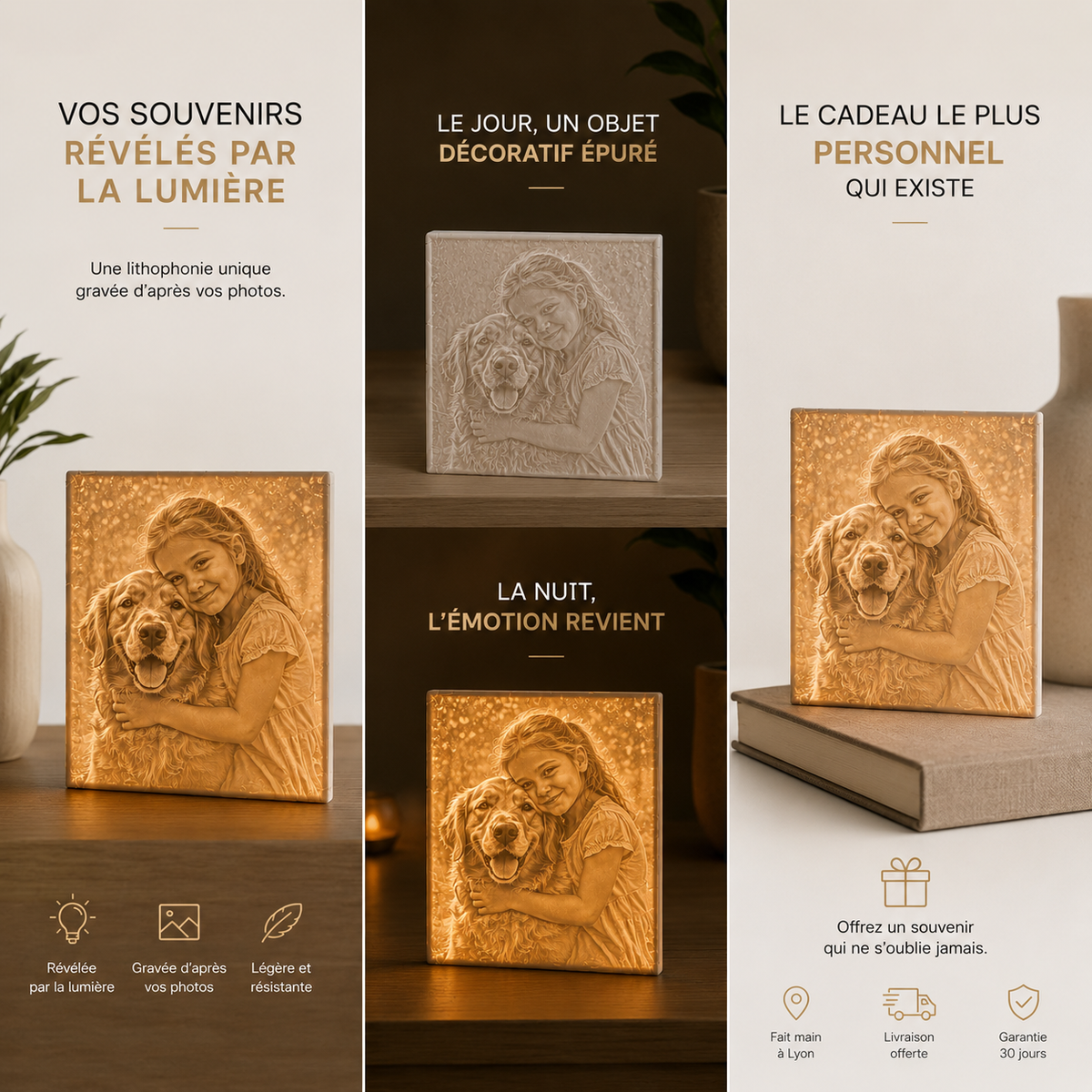 Photo Personnalisée Lumineuse | Votre Souvenir Révélé par la Lumière | 3 à 20 Photos