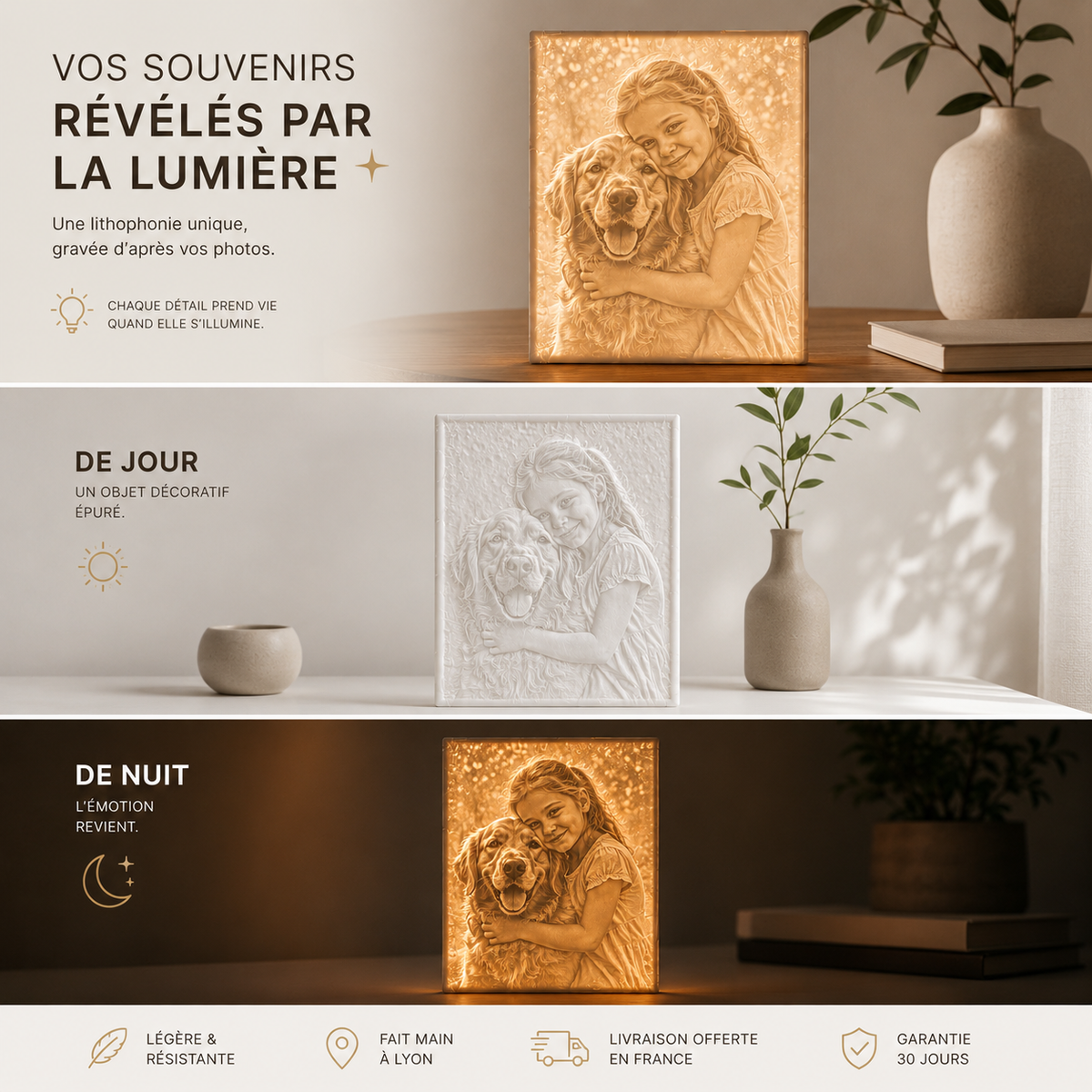 Photo Personnalisée Lumineuse | Votre Souvenir Révélé par la Lumière | 3 à 20 Photos