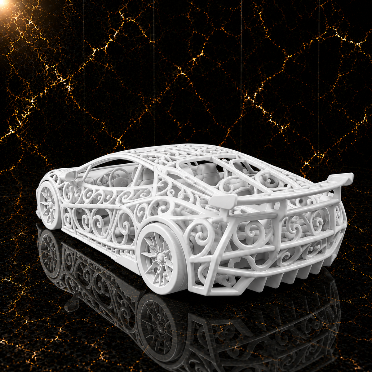 Lamborghini Revuelto Voronoi | Pièce de Collection | Art Moderne | 20 cm