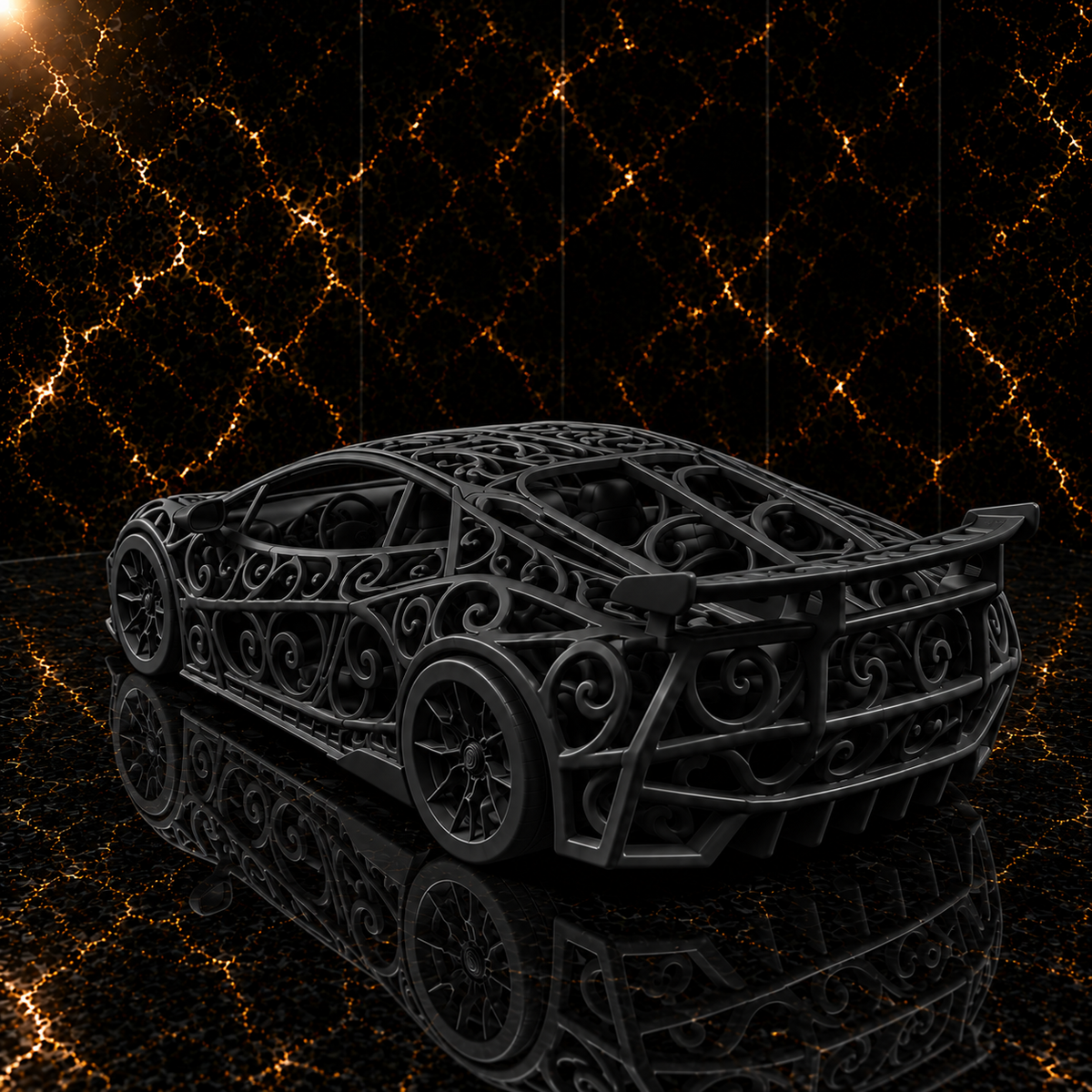Lamborghini Revuelto Voronoi | Pièce de Collection | Art Moderne | 20 cm