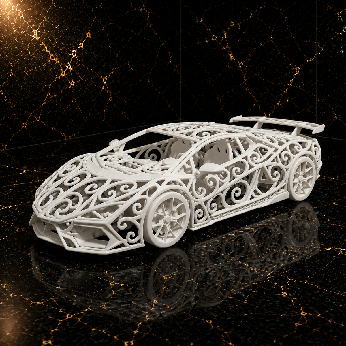 Lamborghini Revuelto Voronoi | Pièce de Collection | Art Moderne | 20 cm