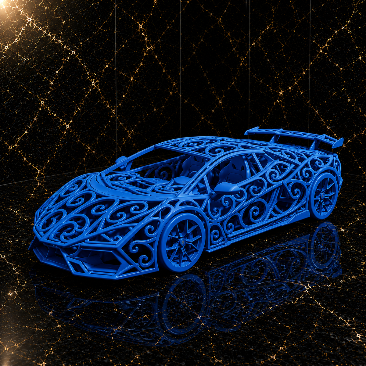 Lamborghini Revuelto Voronoi | Pièce de Collection | Art Moderne | 20 cm