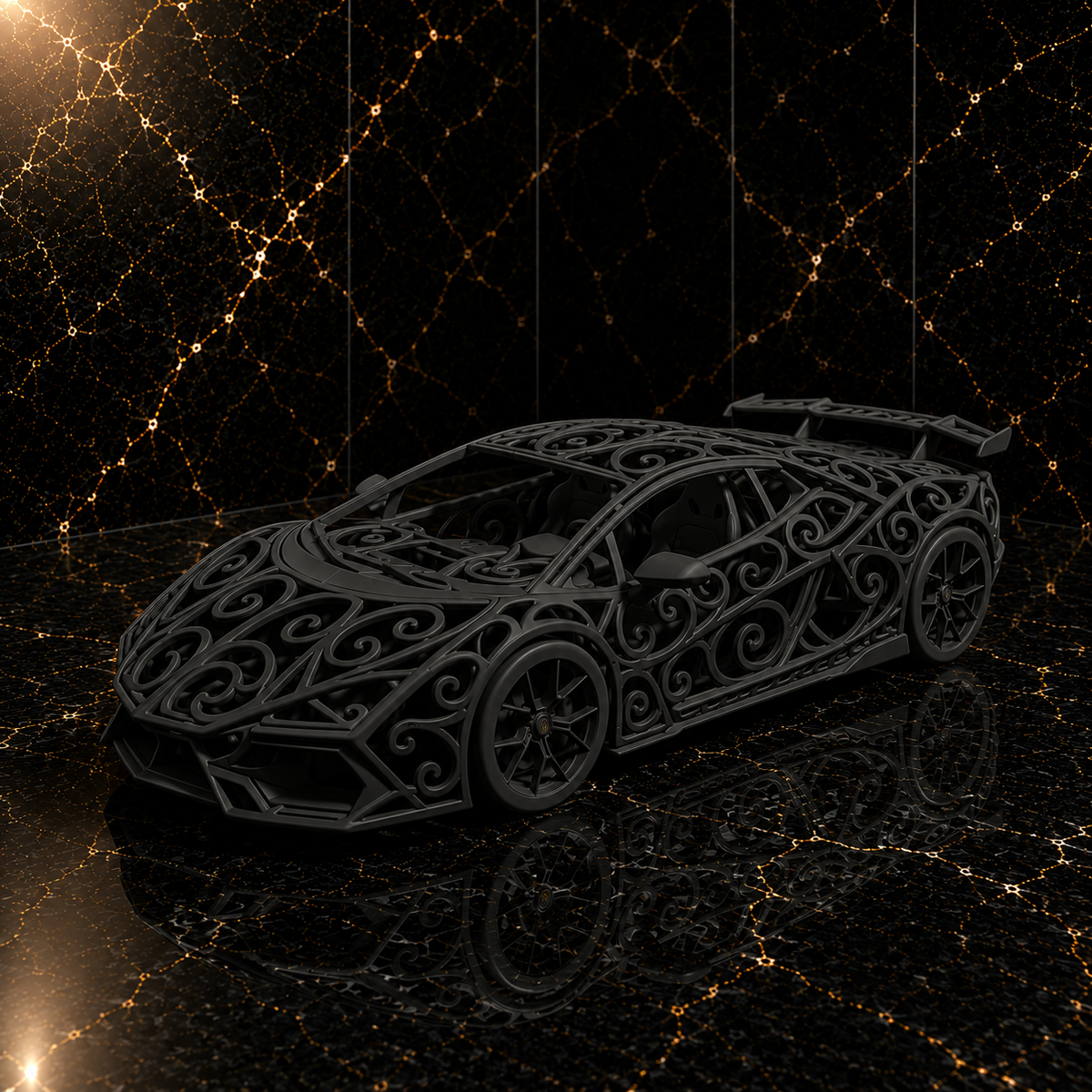 Lamborghini Revuelto Voronoi | Pièce de Collection | Art Moderne | 20 cm