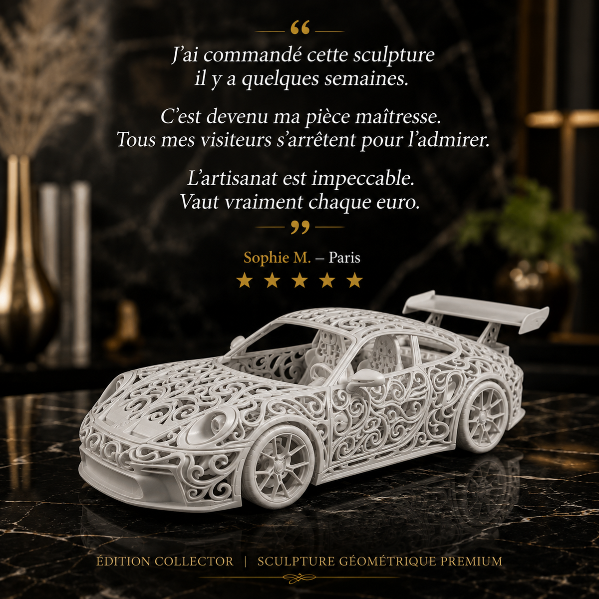 Porsche 992 GT3 Voronoi | Pièce de Collection | Art Moderne | 20 cm