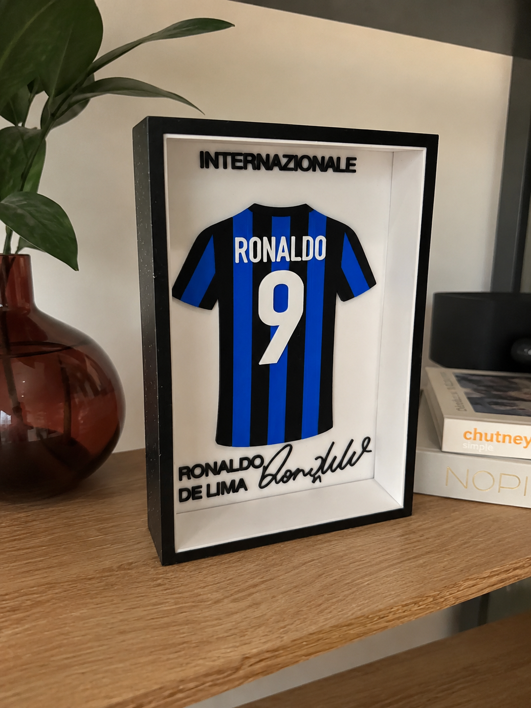 Maillot Encadrée Ronaldo Nazário | Inter Milan #9 | Décoration 3D Premium