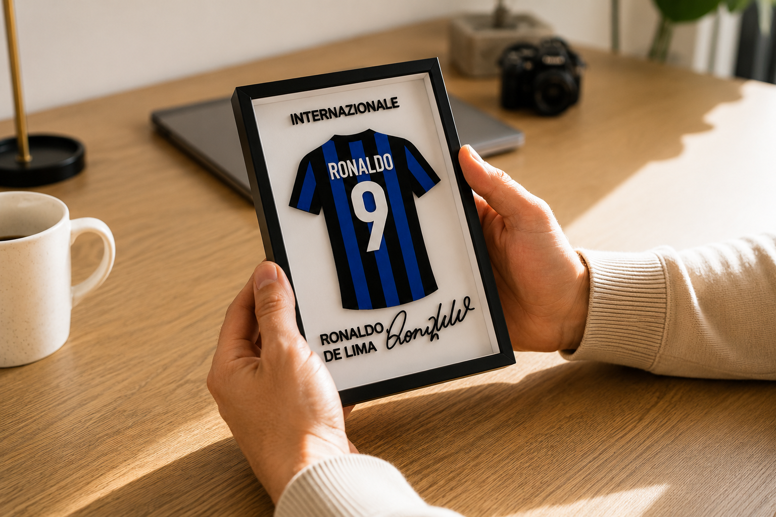 Maillot Encadrée Ronaldo Nazário | Inter Milan #9 | Décoration 3D Premium
