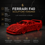 Ferrari F40 Voronoi | Pièce de Collection | Art Moderne | 20 cm