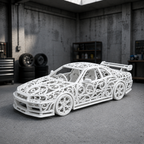 Nissan Skyline Voronoi | Pièce de Collection | Art Moderne | 20 cm