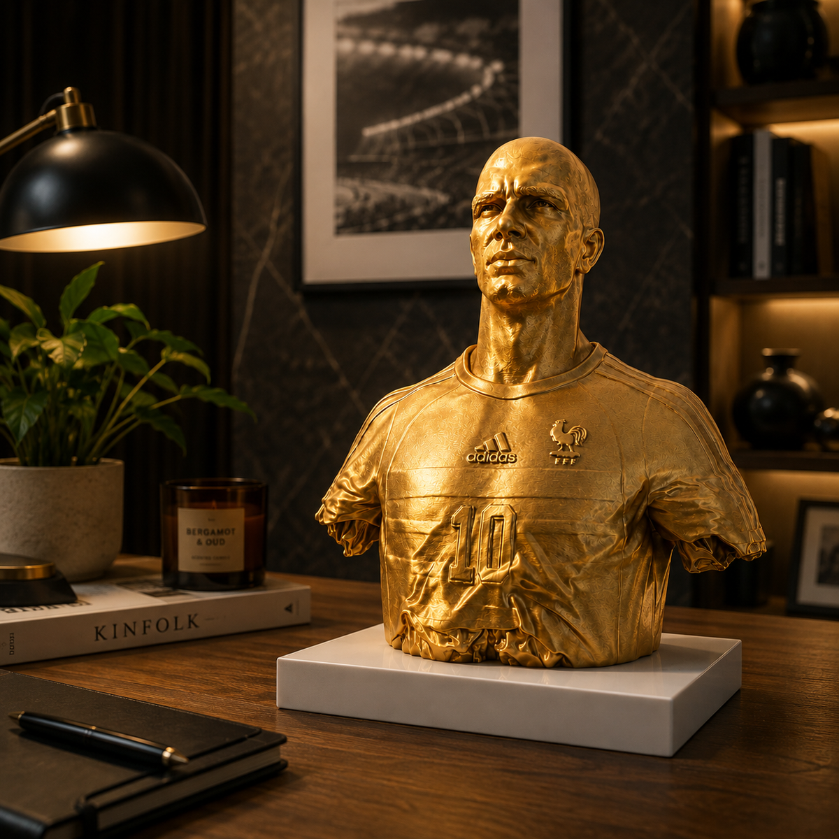 Sculpture Zinedine Zidane 1998 | Art Voronoi | Icône du Football | 15–25 cm