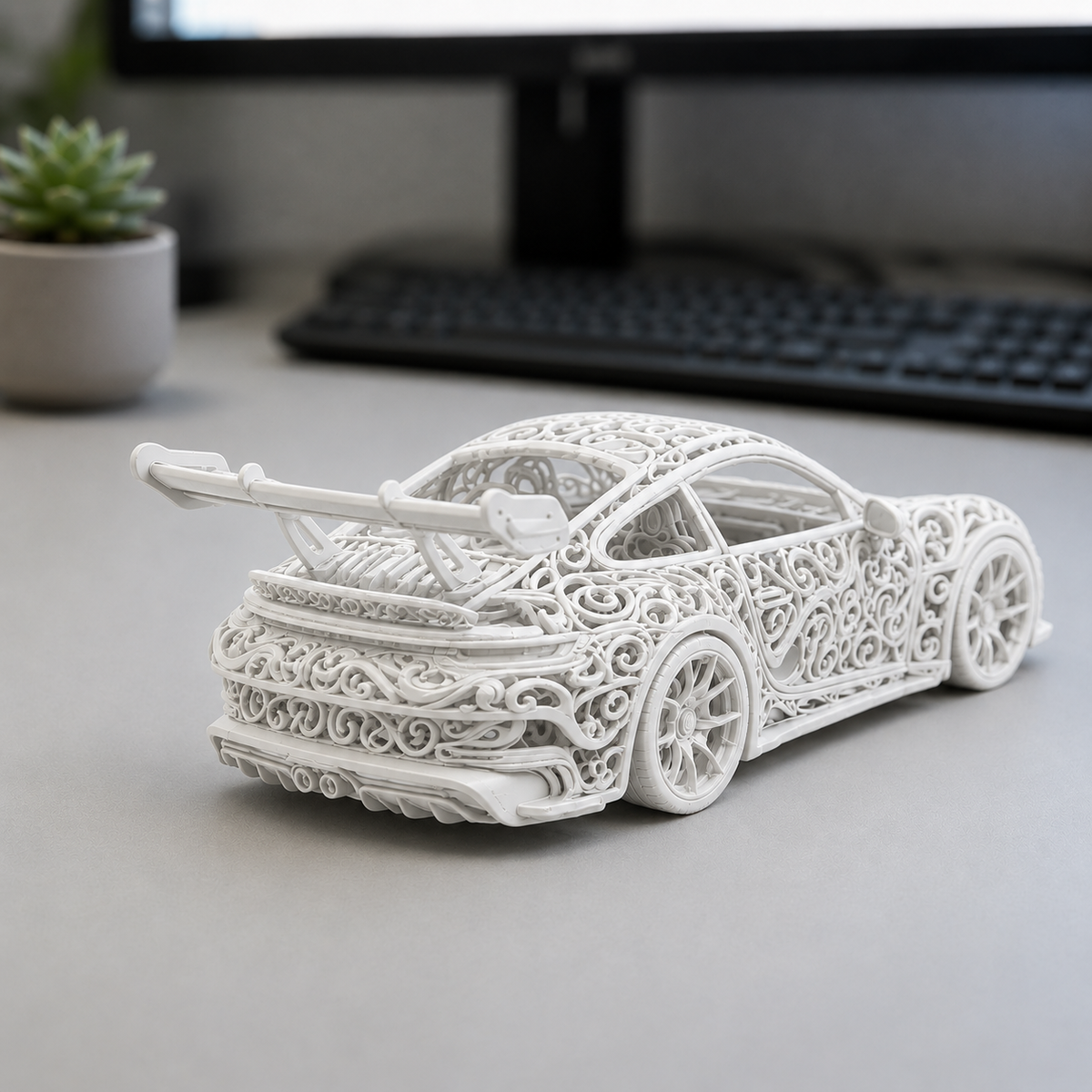 Porsche 992 GT3 Voronoi | Pièce de Collection | Art Moderne | 20 cm