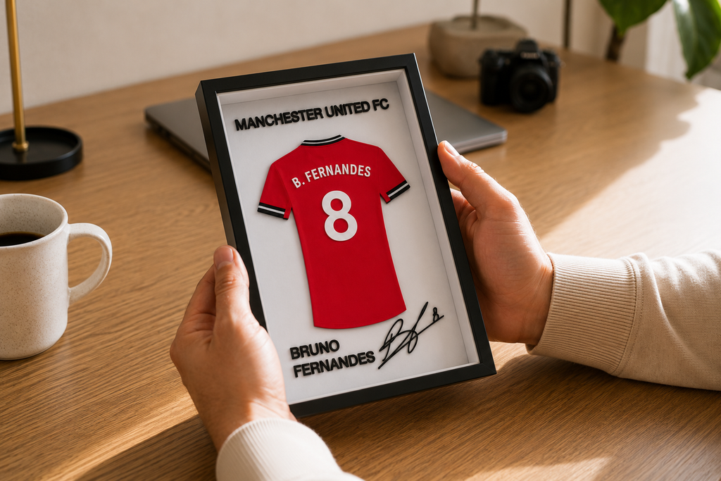 Maillot Encadrée Bruno Fernandes | Manchester United #8 | Décoration 3D Premium
