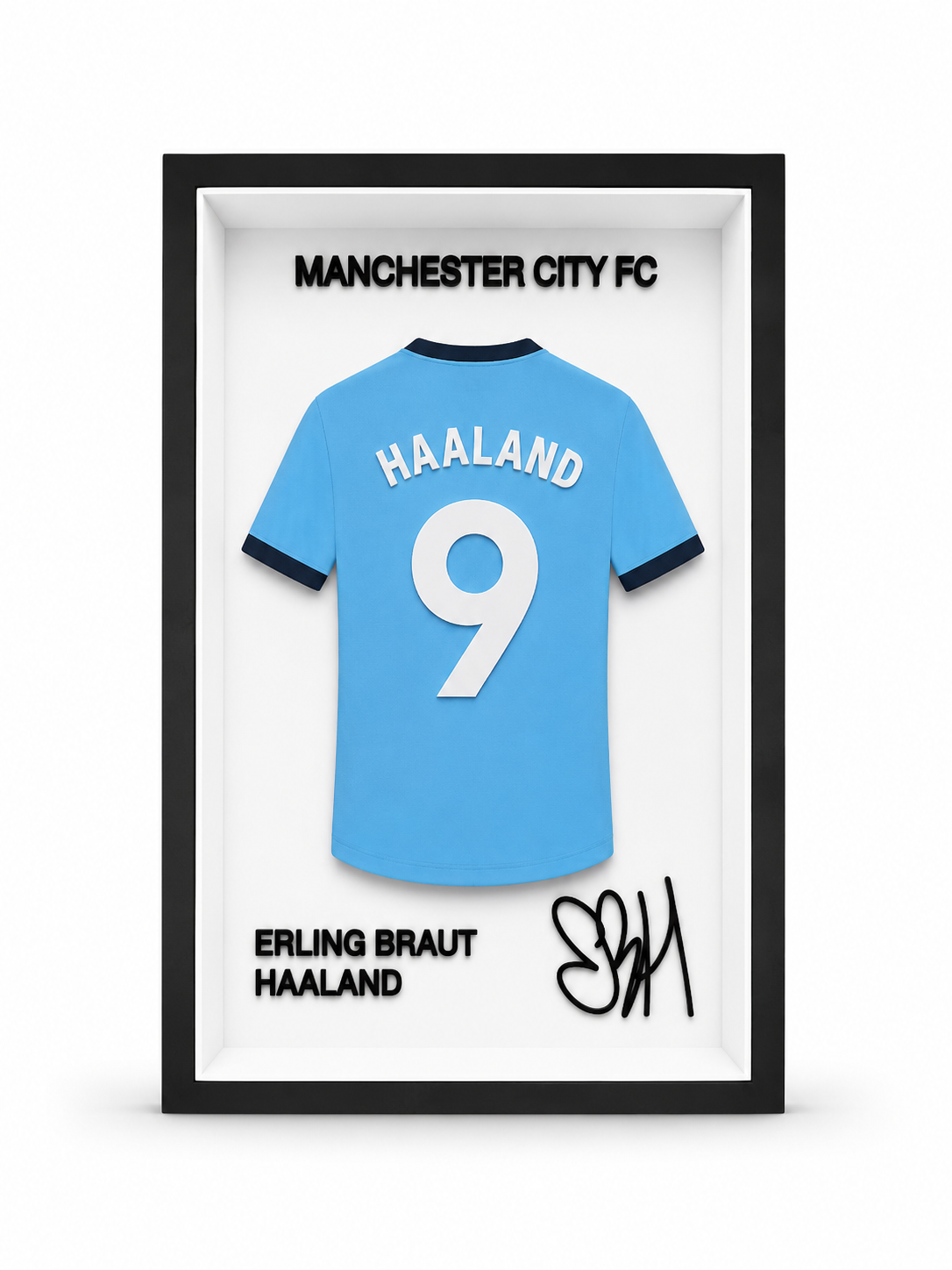 Maillot Encadré Erling Haaland | Manchester City FC | Décoration 3D Premium