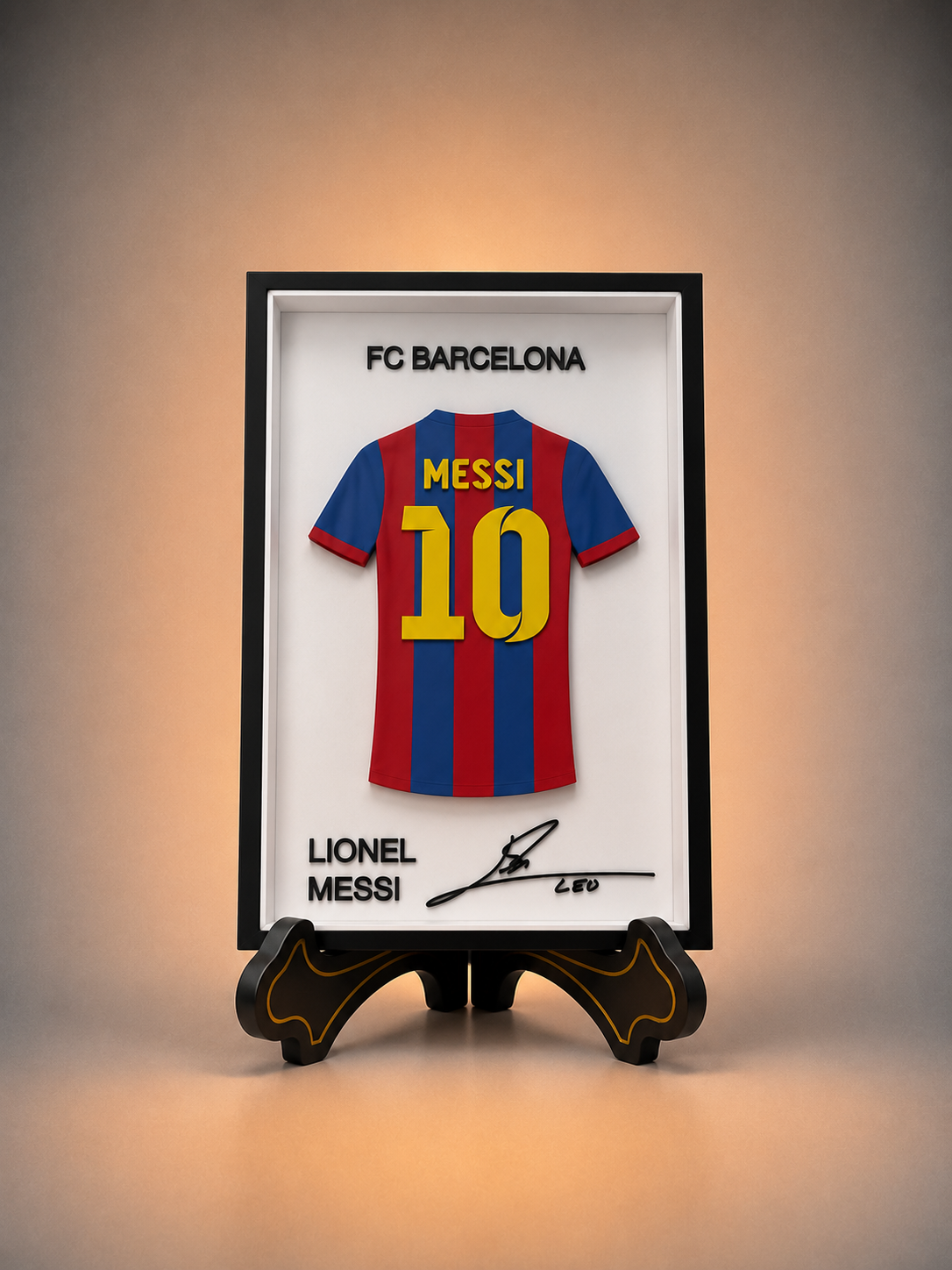 Pack Barça — Maillot encadré Lionel Messi FC Barcelone, relief 3D