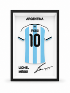 Maillot encadré Lionel Messi Argentine avec signature — décoration football 3D fait main à Lyon