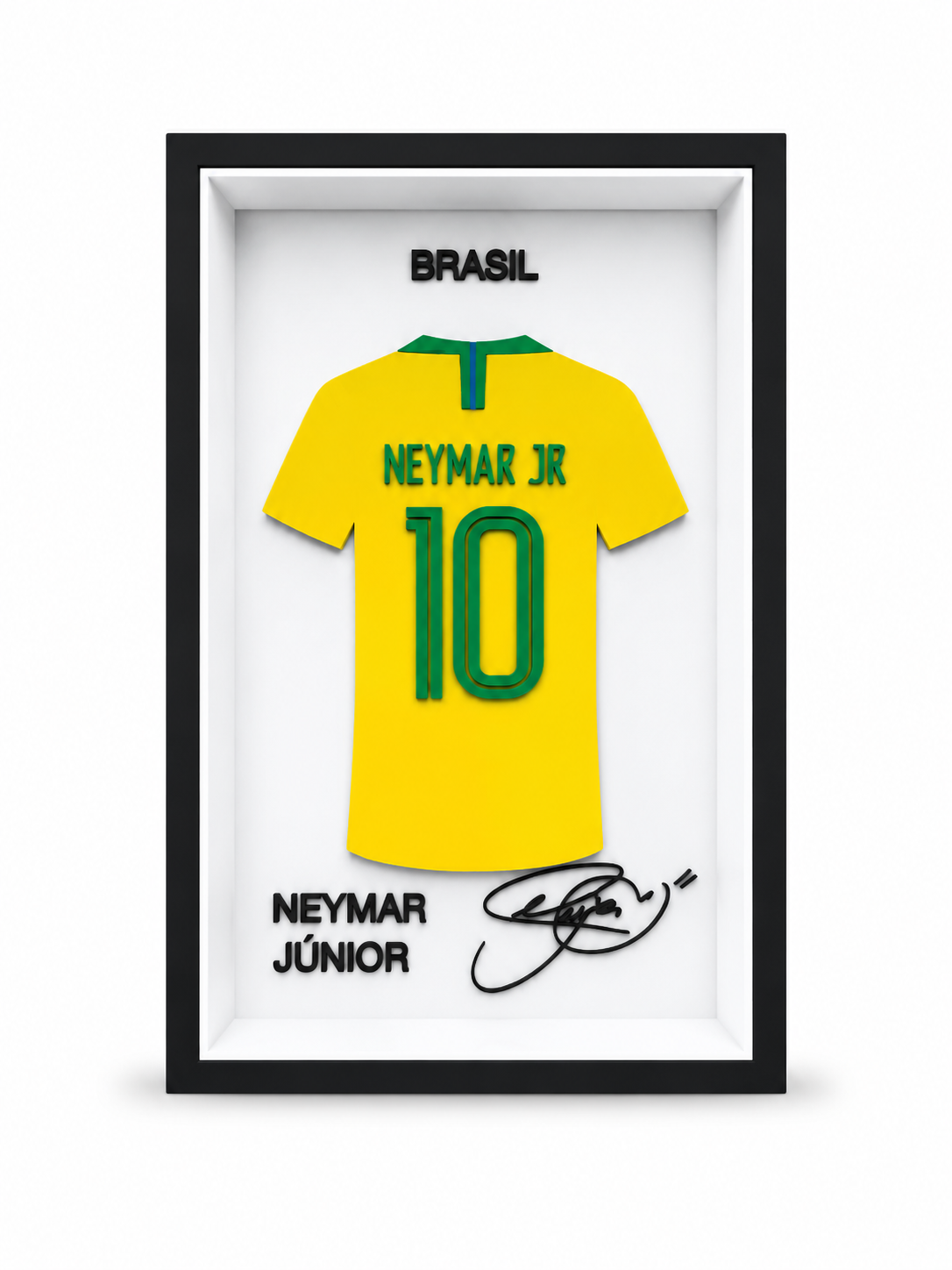 Maillot Encadrée Neymar Jr | Brésil #10 | Décoration 3D Premium