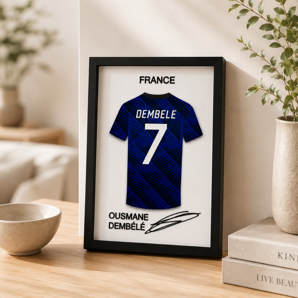 Maillot Miniature Ousmane Dembélé France #7 – Cadre Football de Collection