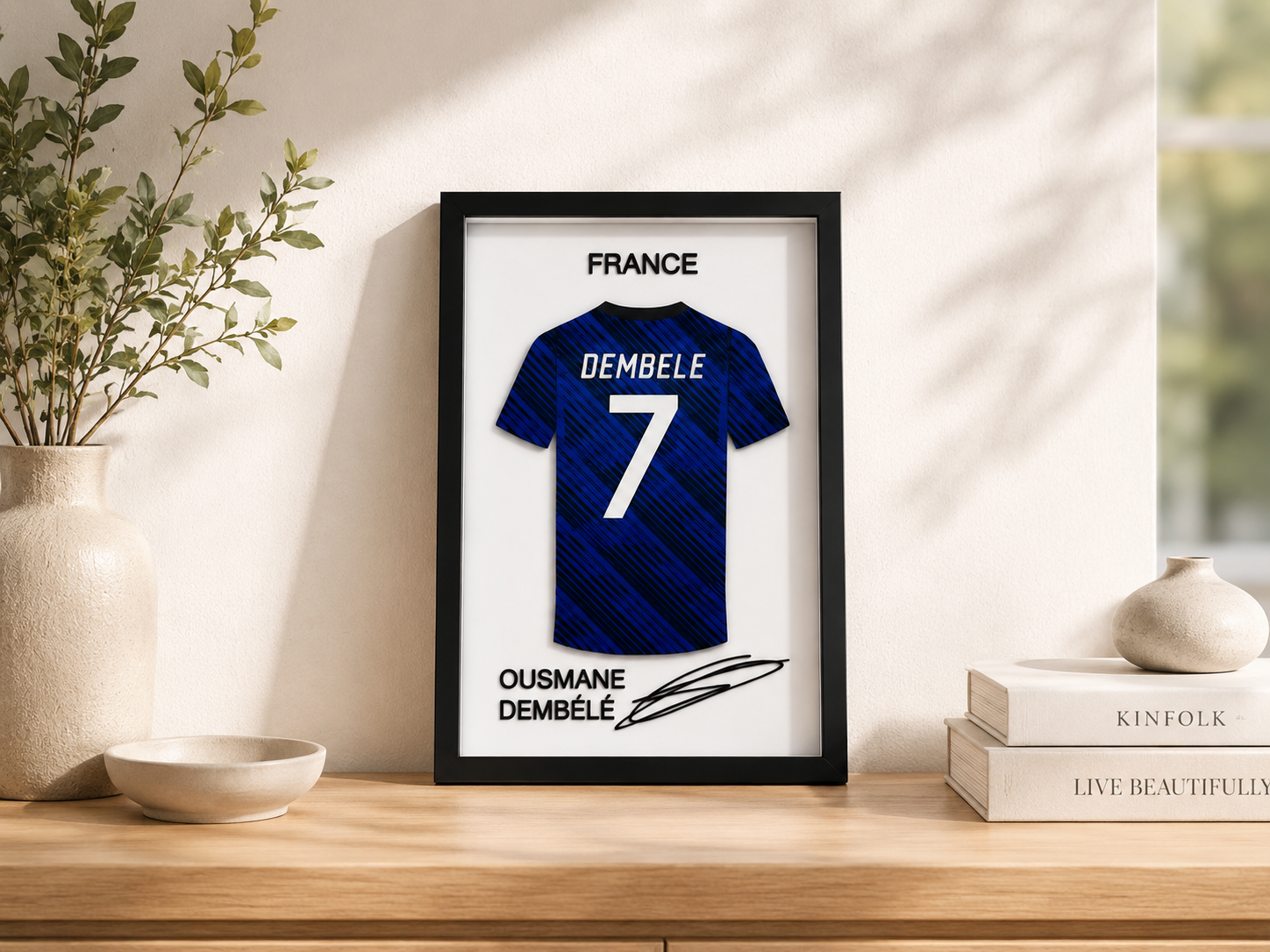 Maillot Miniature Ousmane Dembélé France #7 – Cadre Football de Collection