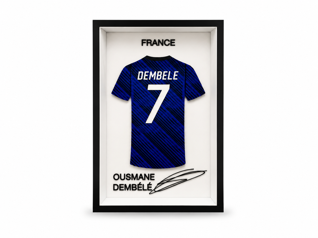 Maillot Miniature Ousmane Dembélé France #7 – Cadre Football de Collection