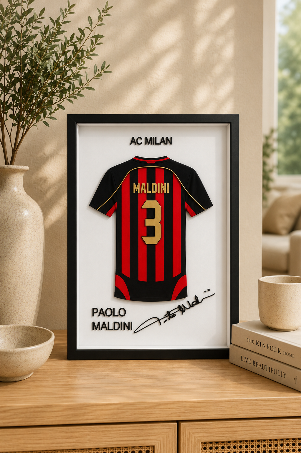 Maillot Encadrée Paolo Maldini | AC Milan #3 | Décoration 3D Premium
