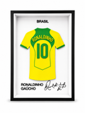 Maillot Encadrée Ronaldinho | Brésil 2002 #10 | Décoration 3D Premium