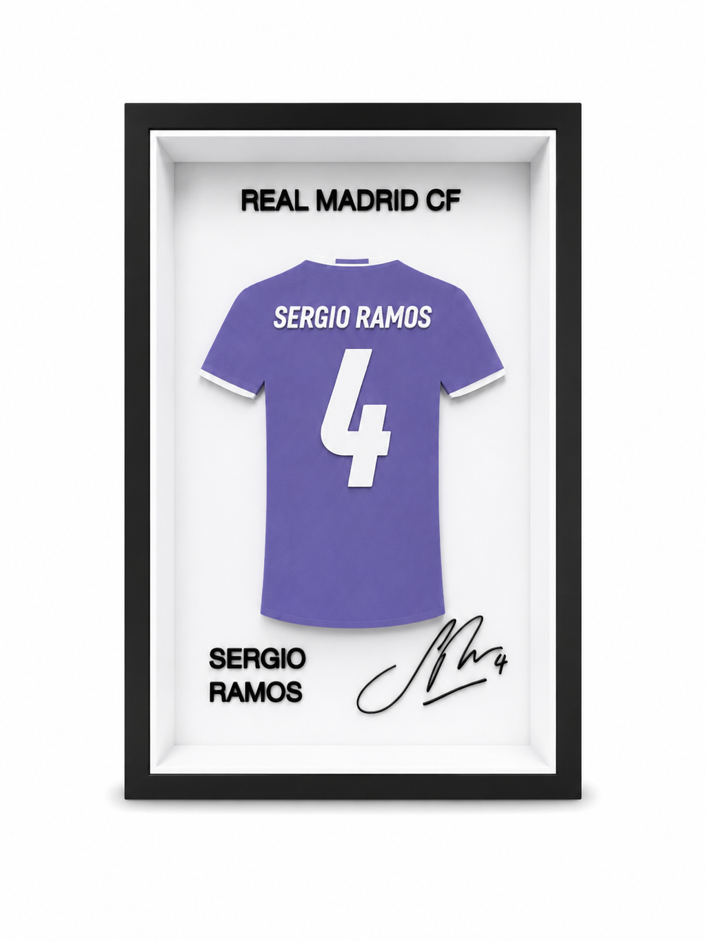 Maillot Encadrée Sergio Ramos | Real Madrid #4 | Décoration 3D Premium
