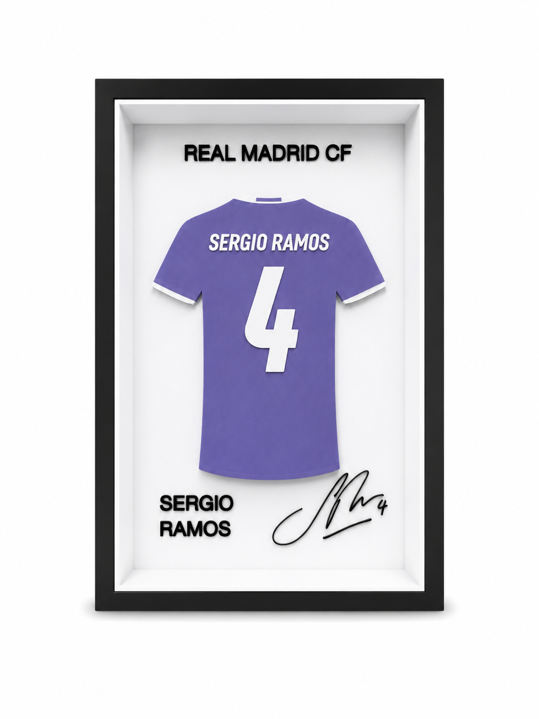 Maillot Encadrée Sergio Ramos | Real Madrid #4 | Décoration 3D Premium