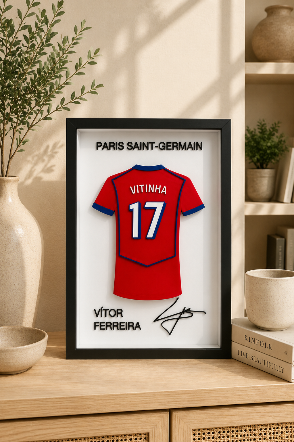 Maillot Encadrée Vitinha | Paris Saint-Germain #17 | Décoration 3D Premium