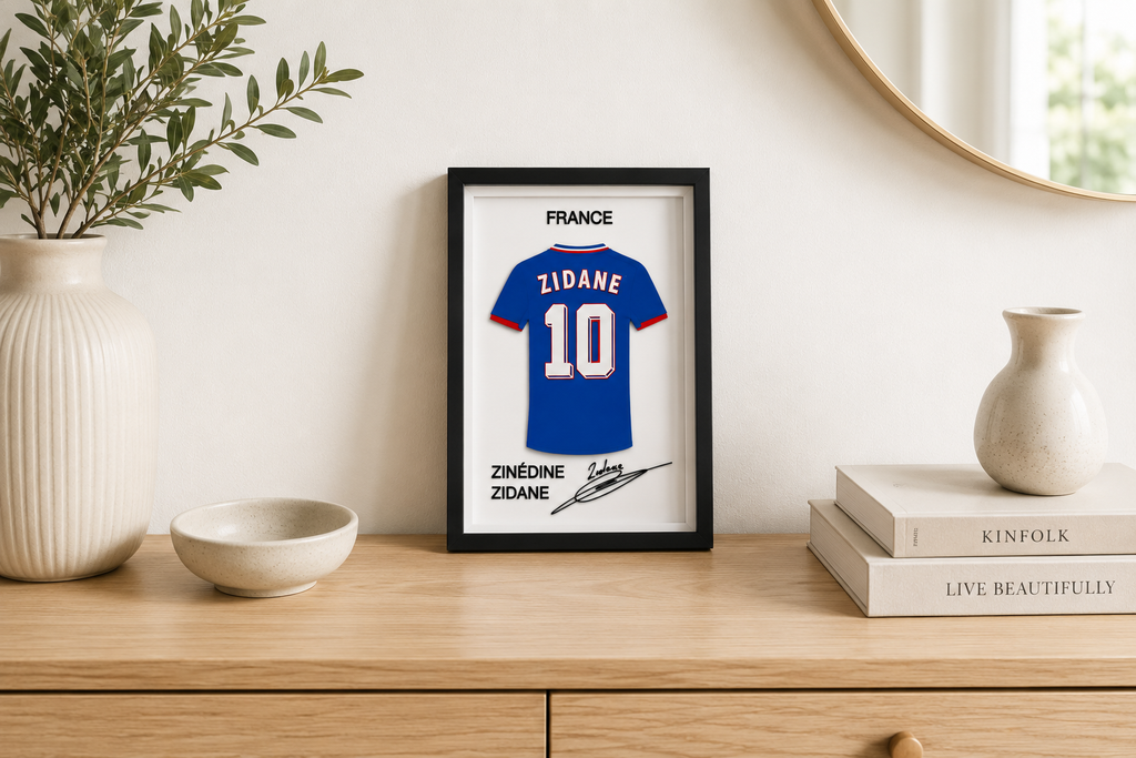 Maillot Encadrée Zinédine Zidane | France 1998 #10 | Décoration 3D Premium