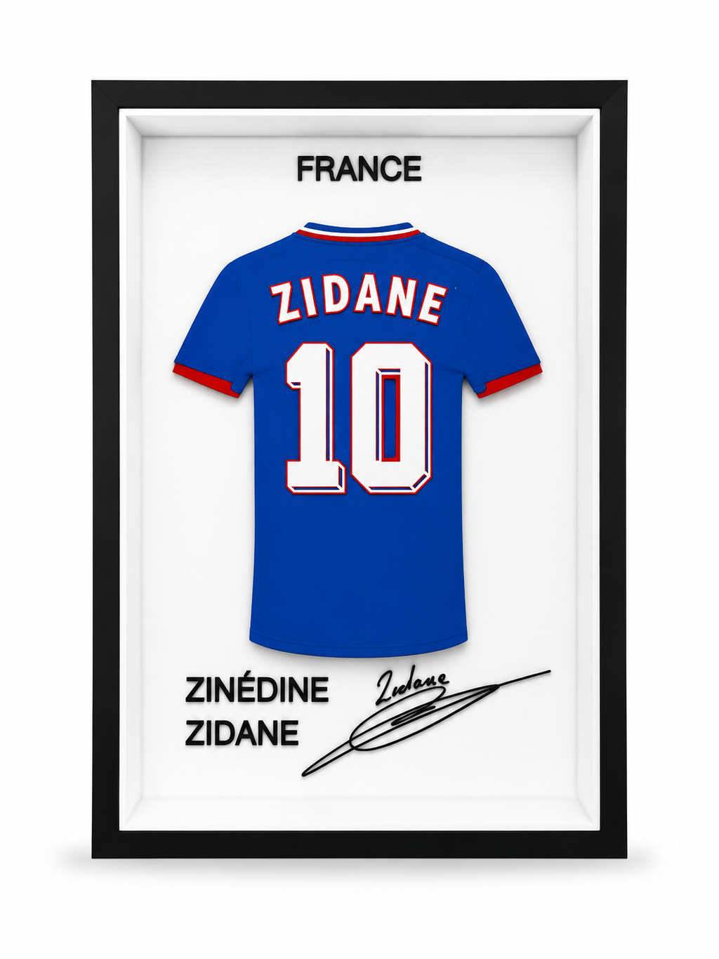 Maillot Encadrée Zinédine Zidane | France 1998 #10 | Décoration 3D Premium